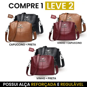 (Compre 1 LEVE 2 UNIDADES) Bolsa Feminina de Couro Nobre Megan® / Elevando seu Estilo a um Patamar Superior