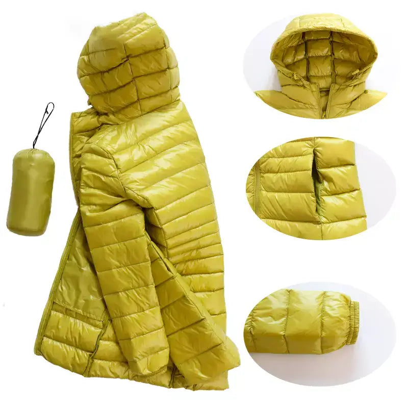 Casaco Feminino Sobretudo Puffer Pluma de Ganso - Portátil